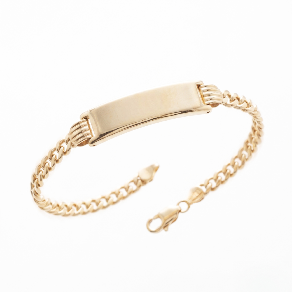 14KT Yellow Gold Cuban Baby ID Bracelet