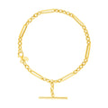 14k Yellow Gold Alternating Oval and Round Chain Bracelet with Toggle (3.90 mm)
