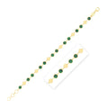Malachite Gem Alternating Bracelet in 14K Yellow Gold (5.00 mm)