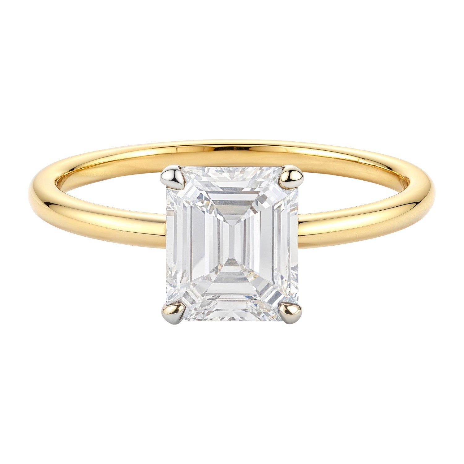 1 Carat Emerald Lab Grown IGI G/VS1 Diamond Solitaire Ring in 14K Yellow Gold