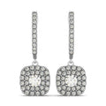 14k White Gold Double Halo Cushion Outer Shaped Diamond  Earrings (3/4 cttw)