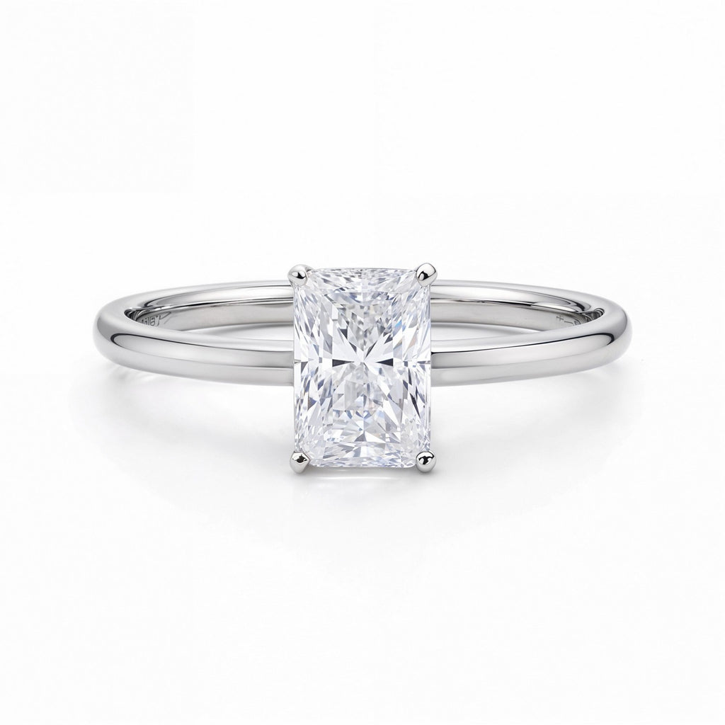 1 Carat Radiant Lab Grown IGI G/VS1 Diamond Solitaire Ring in 10K White Gold