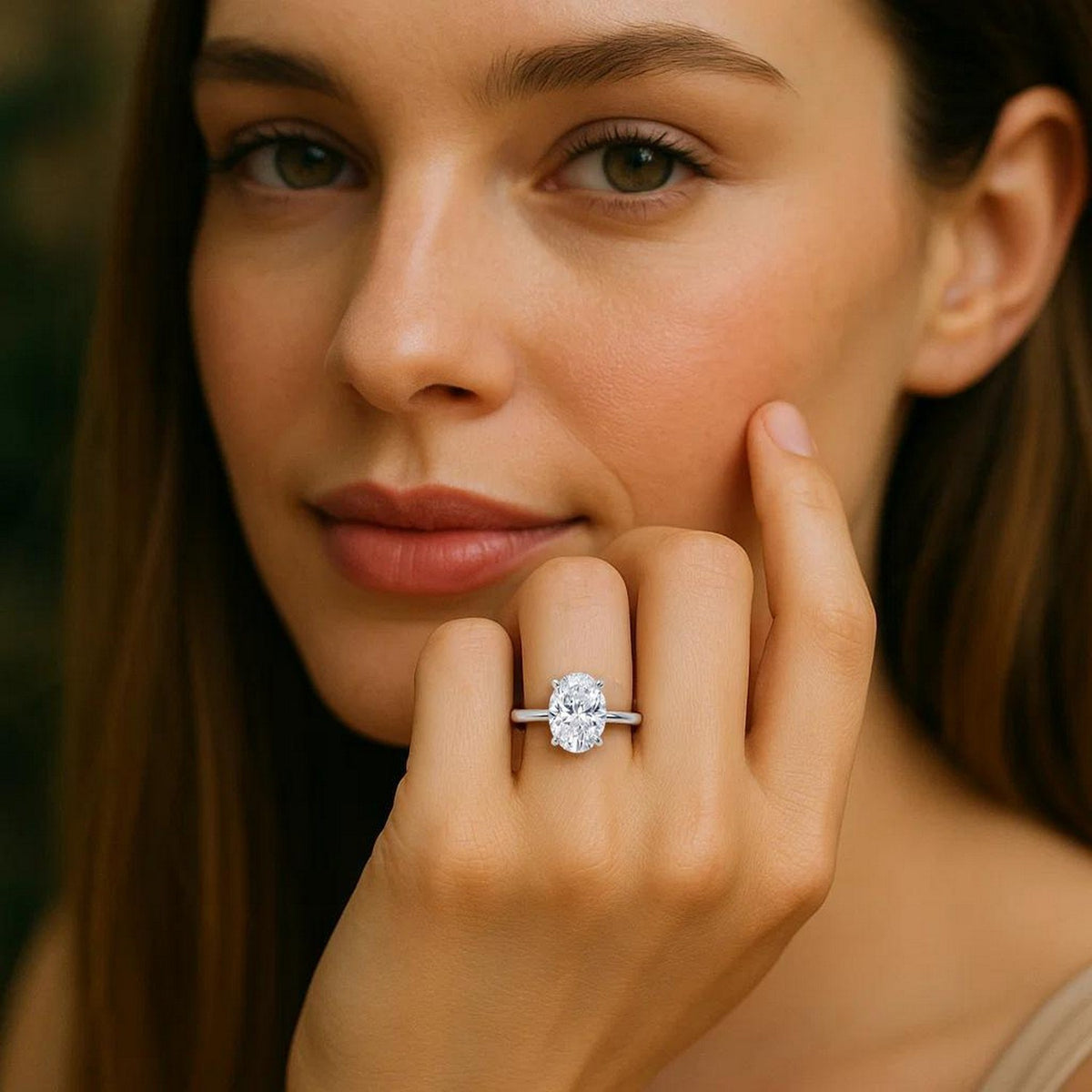 5 Carat Oval Lab Grown IGI G/VS1 Diamond Solitaire Ring in 10K White Gold