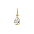 14K Yellow Gold Pear Aqua Charm Pendant