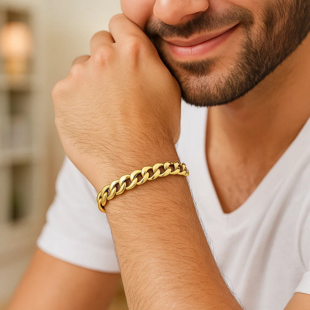 14k Yellow Gold Miami Cuban Semi Solid Bracelet (8.00 mm)