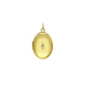 14K Yellow Gold Oval Diamond Locket Charm Pendant (16.00 mm)