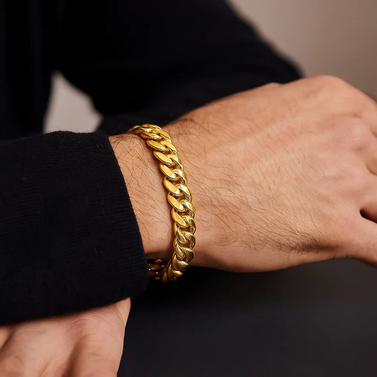 14k Yellow Gold Classic Miami Cuban Solid Bracelet (8.20 mm)