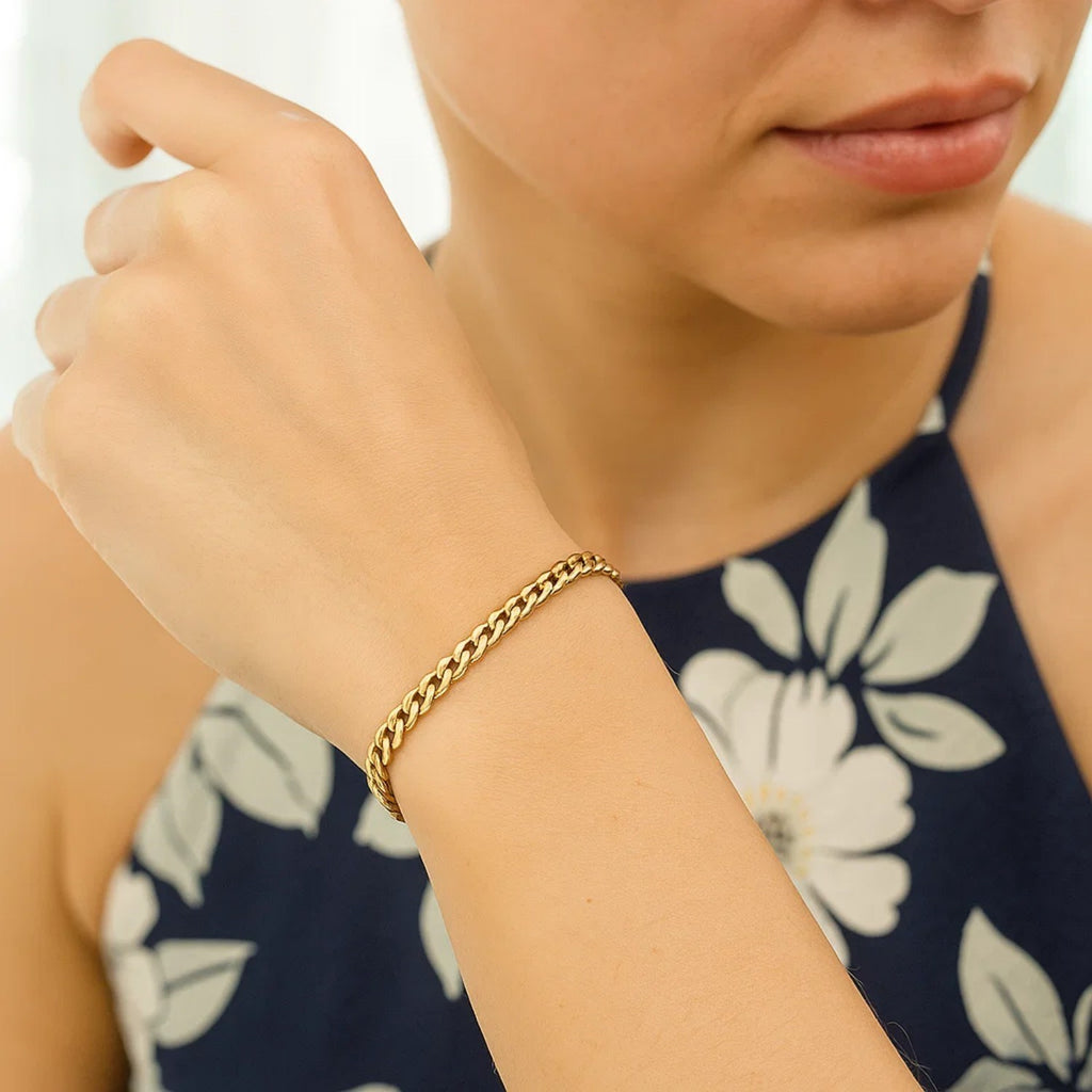 14k Yellow Gold Classic Miami Cuban Solid Bracelet (3.20 mm)