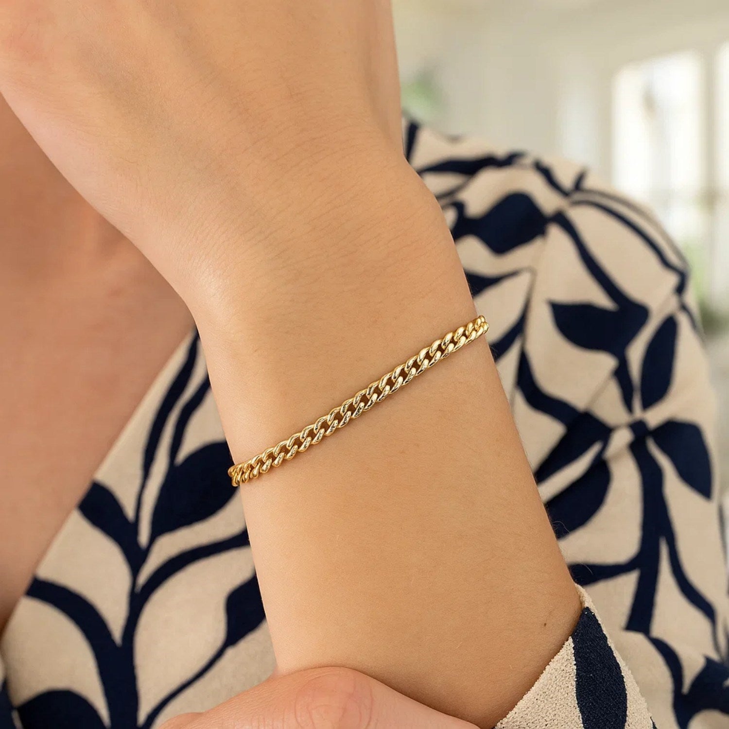 14k Yellow Gold Classic Miami Cuban Solid Bracelet (3.20 mm)