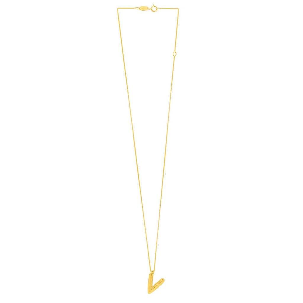 14K Yellow Gold Helium Initial V Pendant