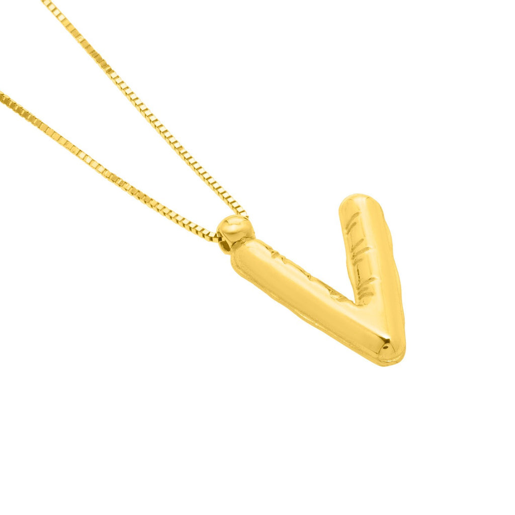 14K Yellow Gold Helium Initial V Pendant