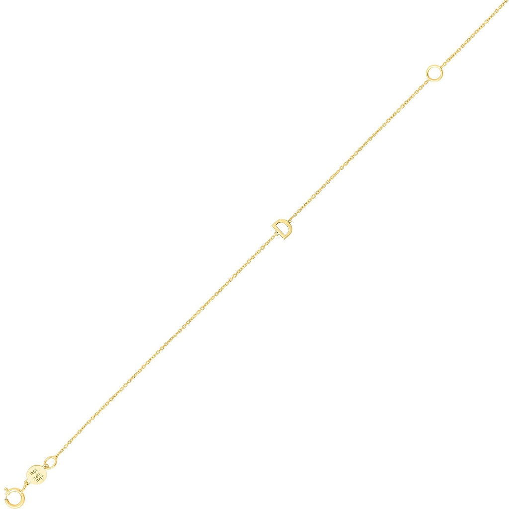 14K Yellow Gold Mini Initial D Bracelet