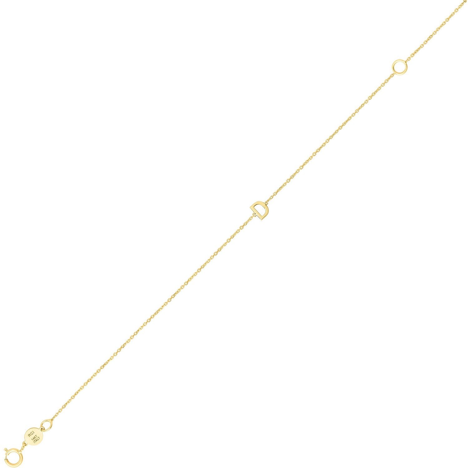 14K Yellow Gold Mini Initial D Bracelet