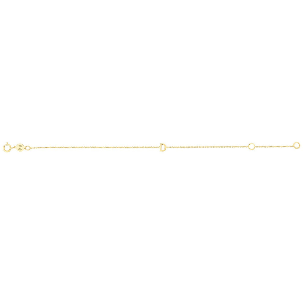 14K Yellow Gold Mini Initial D Bracelet