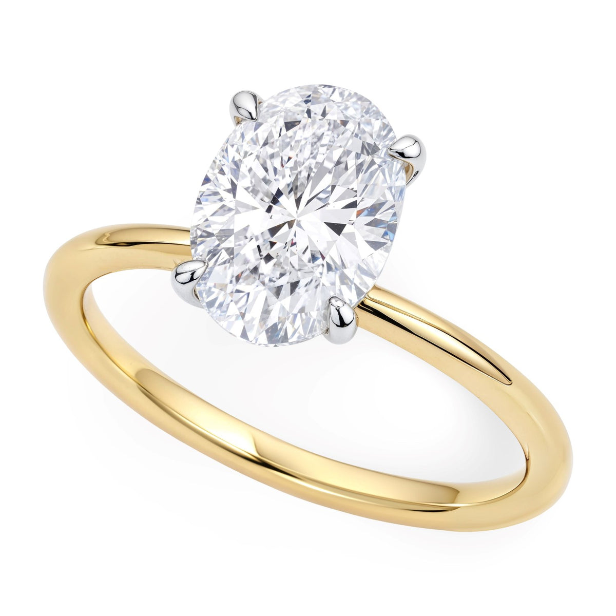 2 Carat Oval Lab Grown IGI G/VS1 Diamond Solitaire Ring in 14K Yellow Gold