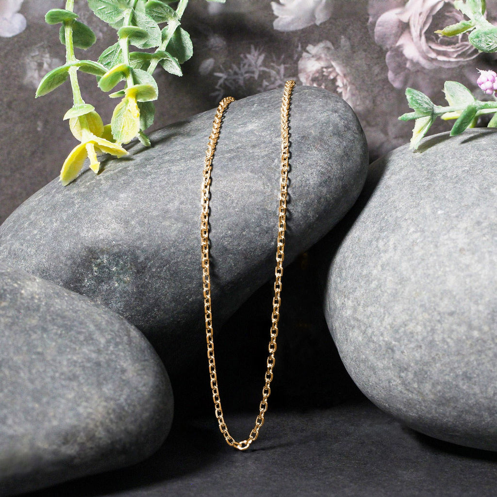 18k Yellow Gold Diamond Cut Cable Link Chain (1.90 mm)