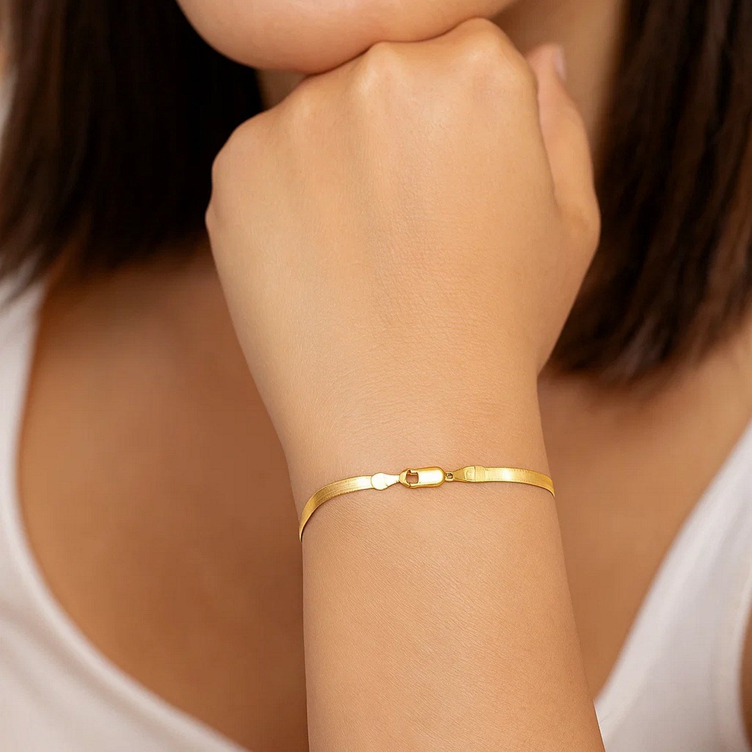 14k Yellow Gold Super Flex Herringbone Bracelet (1.50 mm)