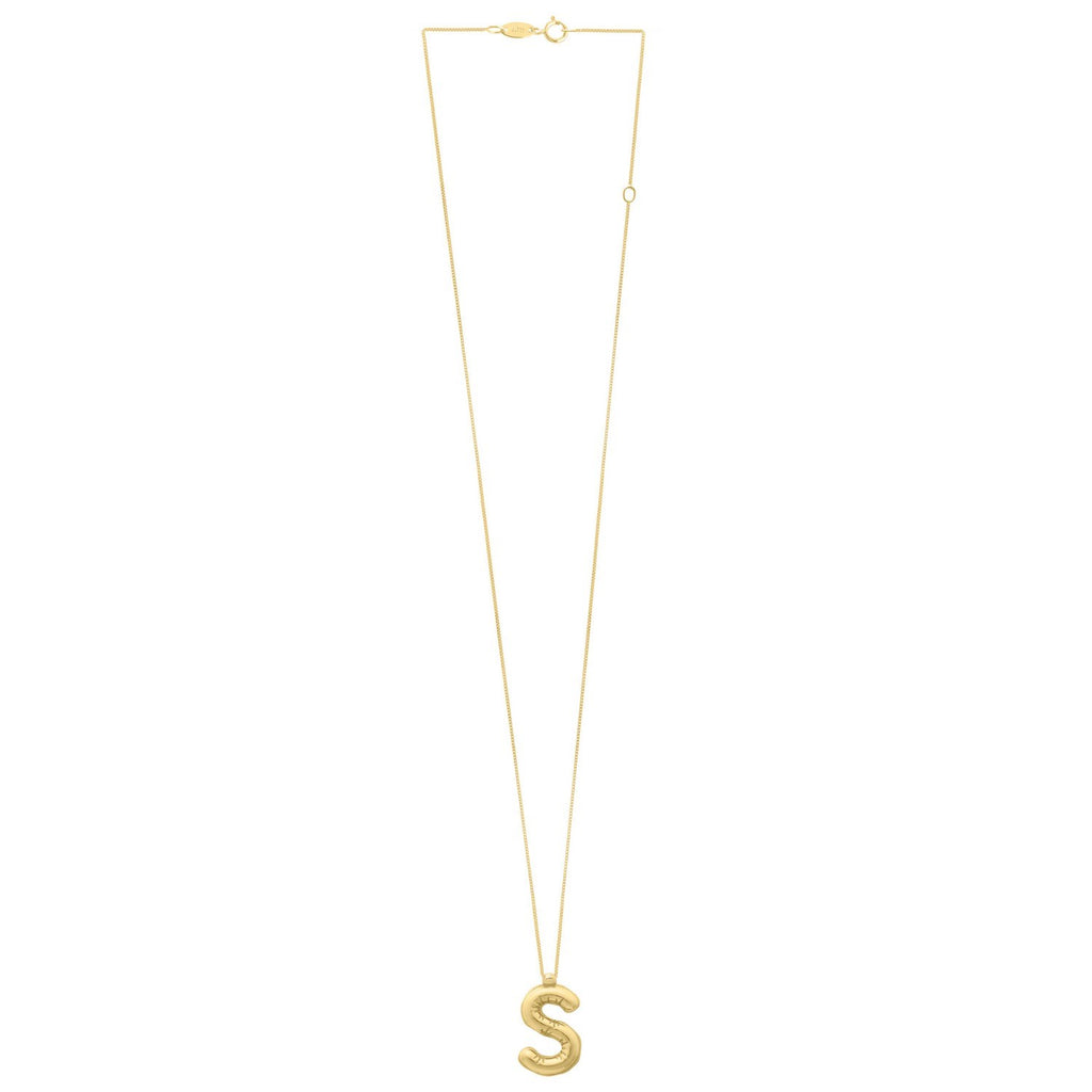 14K Yellow Gold Helium Initial S Pendant