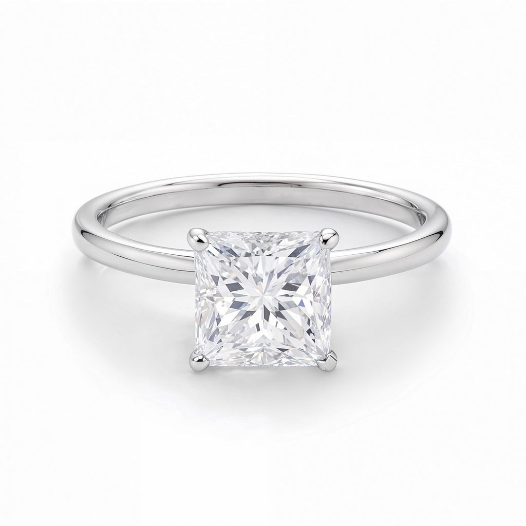 1.50Ct Princess Lab Grown IGI G/VS1 Diamond Ring in 10K White Gold