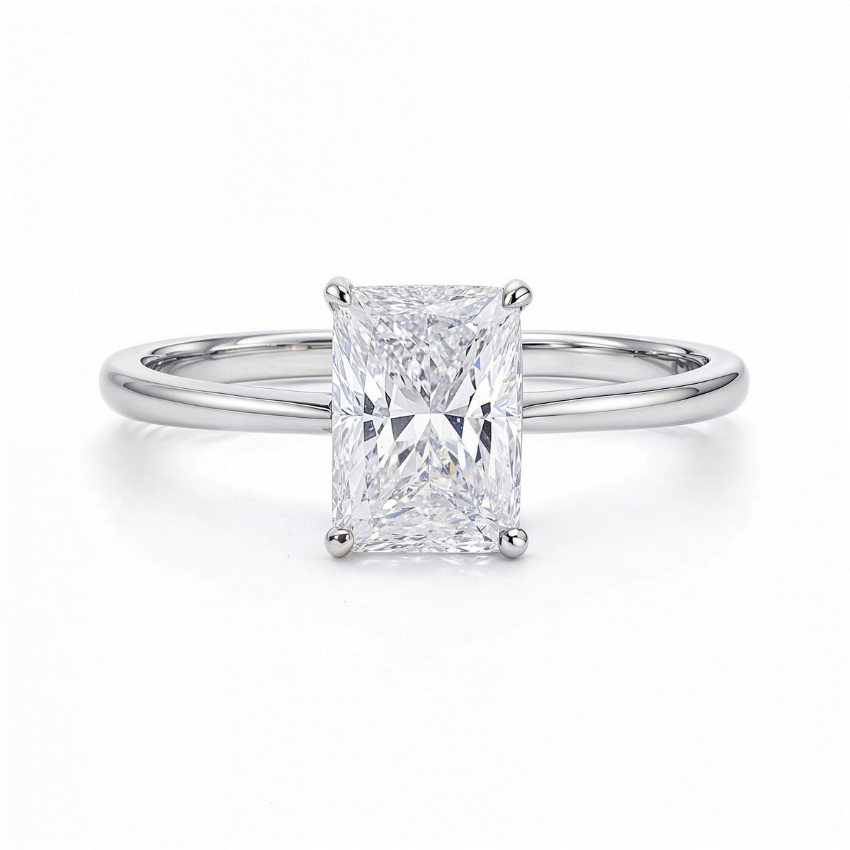 2 Carat Radiant Lab Grown IGI G/VS1 Diamond Solitaire Ring in 14K White Gold