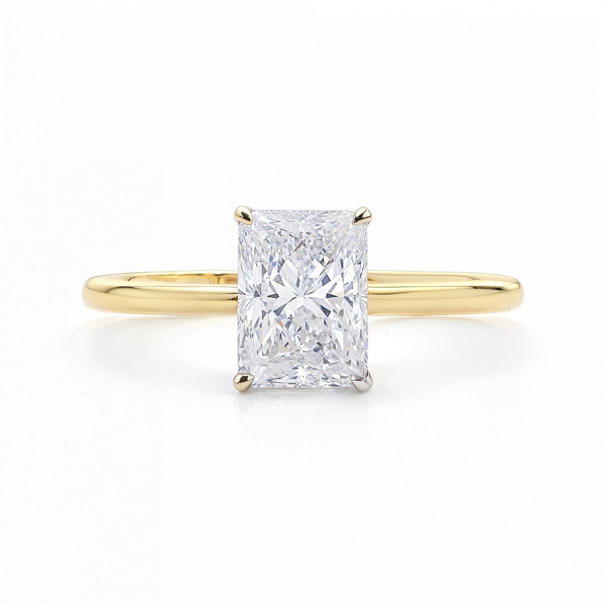 2 Carat Radiant Lab Grown IGI G/VS1 Diamond Solitaire Ring in 14K Yellow Gold