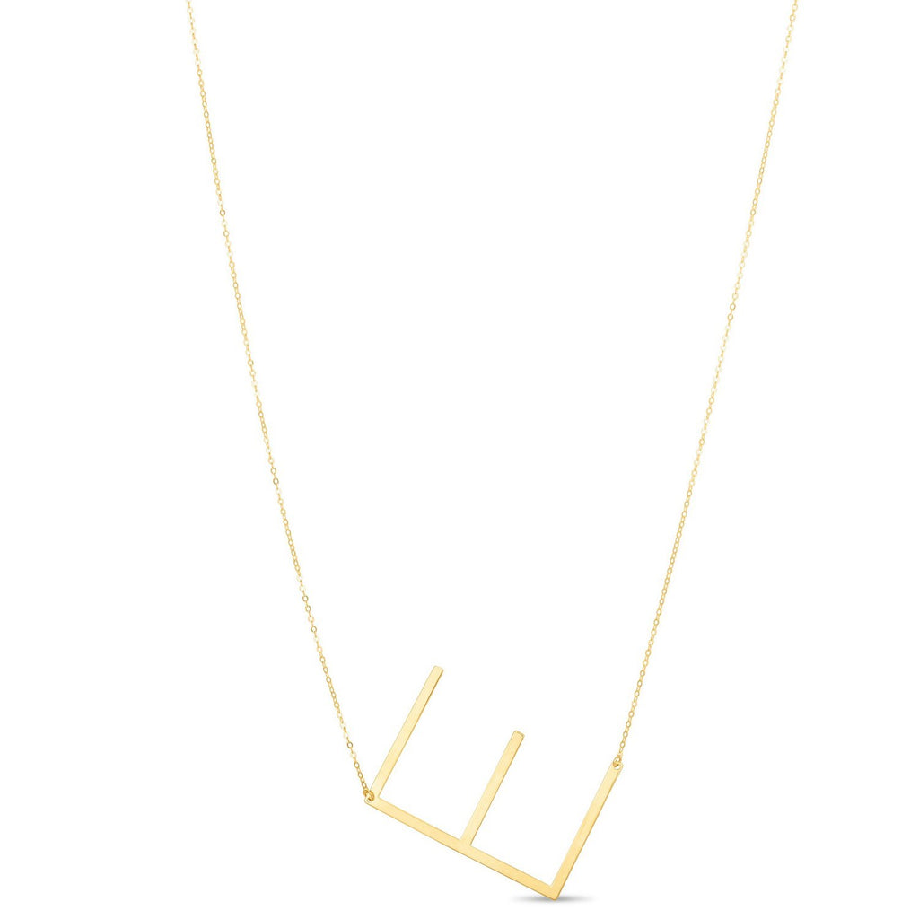 14K Yellow Gold Yours Truly Large Initial E Necklace