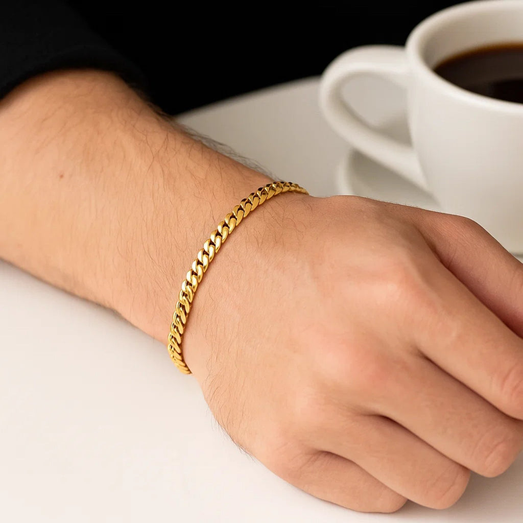 14k Yellow Gold Miami Cuban Semi Solid Bracelet (4.50 mm)