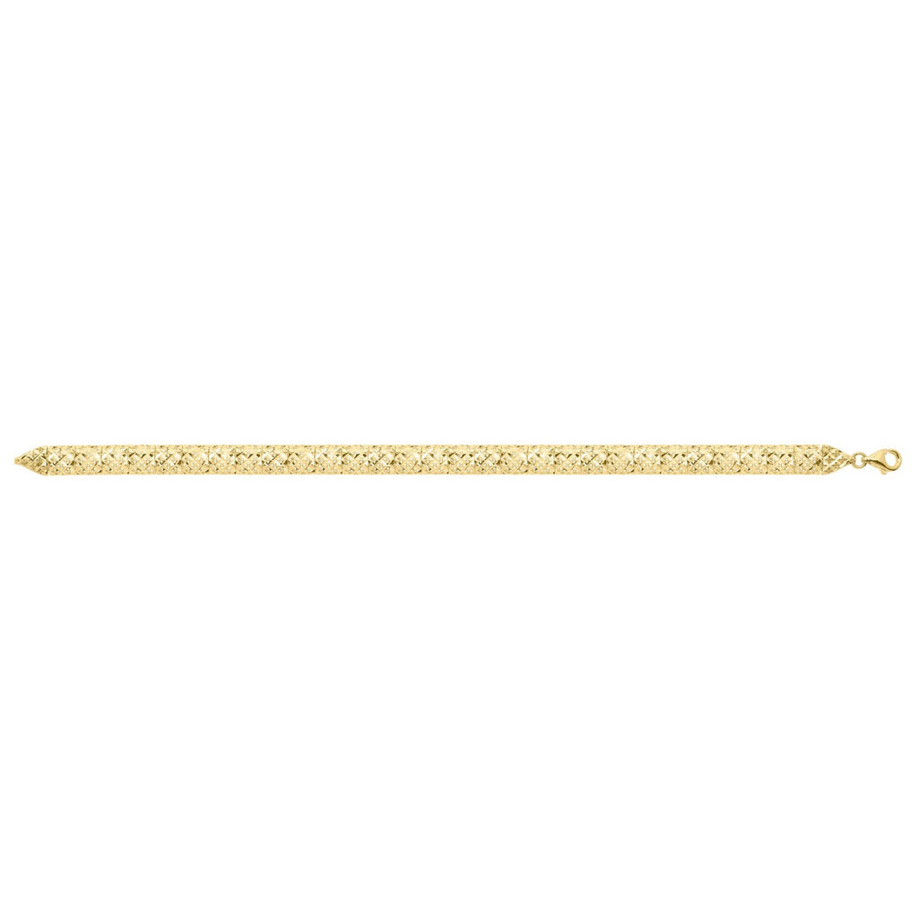 10K Yellow Gold Diamond Cut Square Link Bracelet