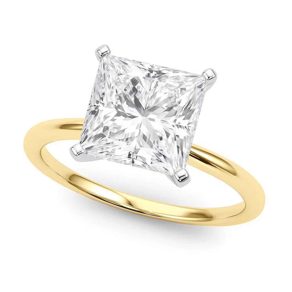 5 Carat Princess Lab Grown IGI G/VS1 Diamond Solitaire Ring in 14K Yellow Gold