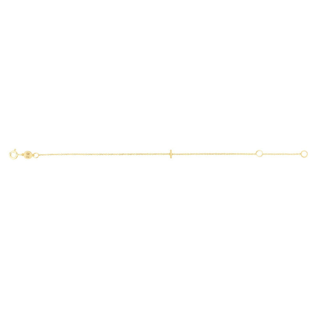 14K Yellow Gold Mini Initial I Bracelet
